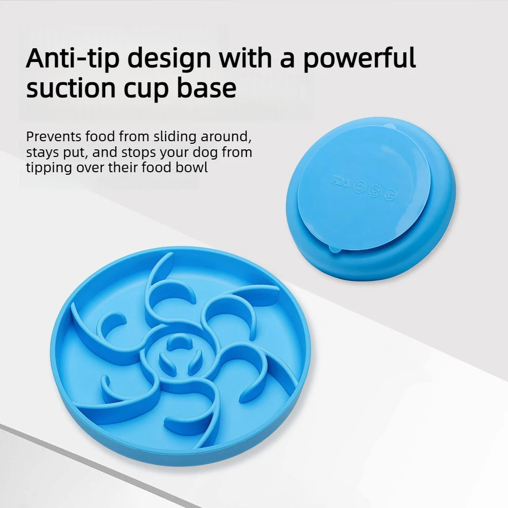 Silicone Slow Feeder Pet Bowl — Anti-Gulping, Non-Slip & Anti-Tip for Dogs & Cats