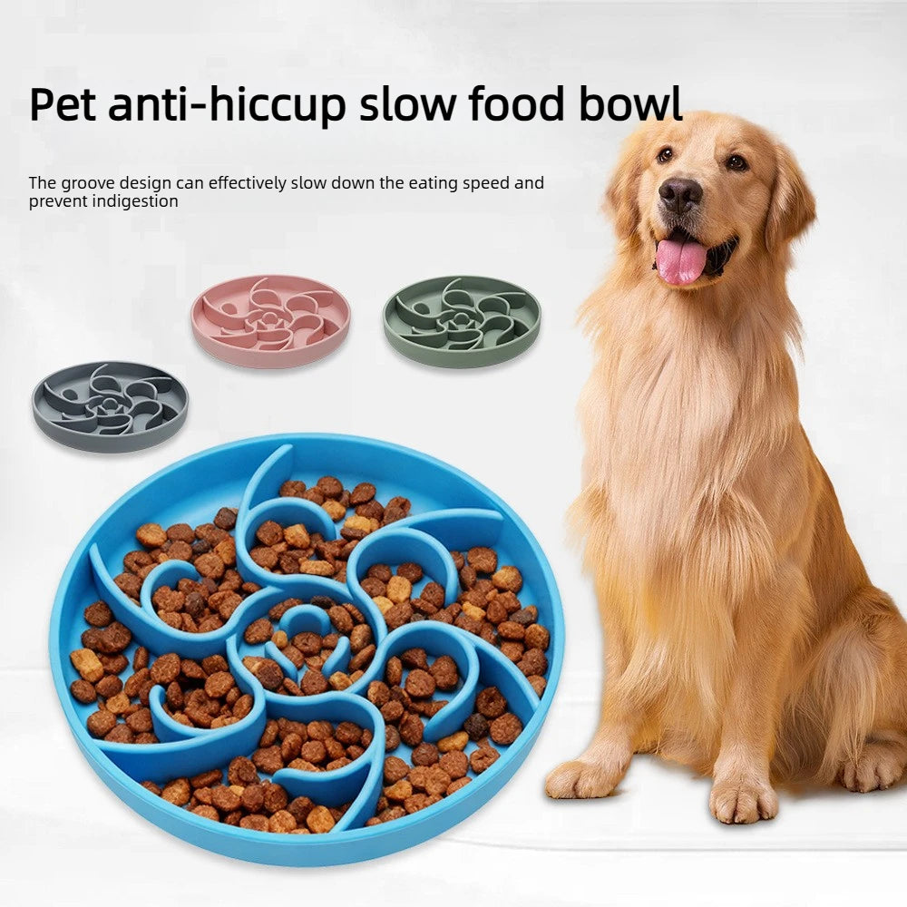 Silicone Slow Feeder Pet Bowl — Anti-Gulping, Non-Slip & Anti-Tip for Dogs & Cats