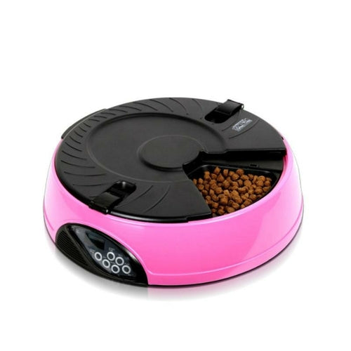 Automatic Pet Feeder — Programmable Feeding Machine for Dogs & Cats in Pink, White & Yellow
