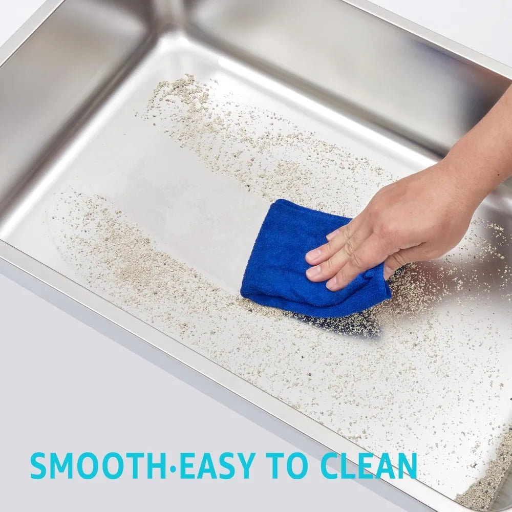 Stainless Steel Cat Litter Box XXL — High-Sided 8" Deep, Non-Stick, Odorless & Easy Clean