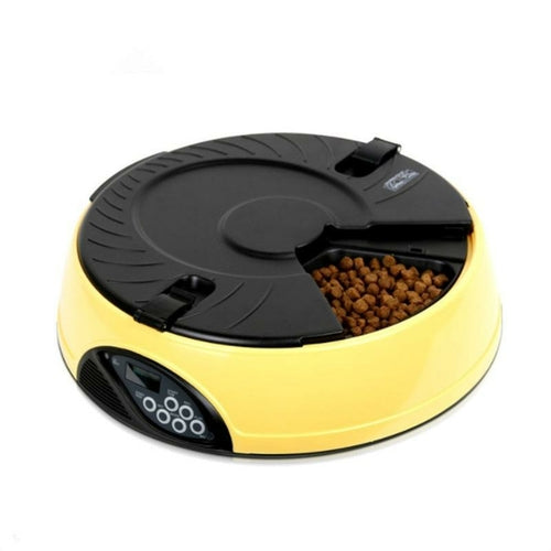 Automatic Pet Feeder — Programmable Feeding Machine for Dogs & Cats in Pink, White & Yellow