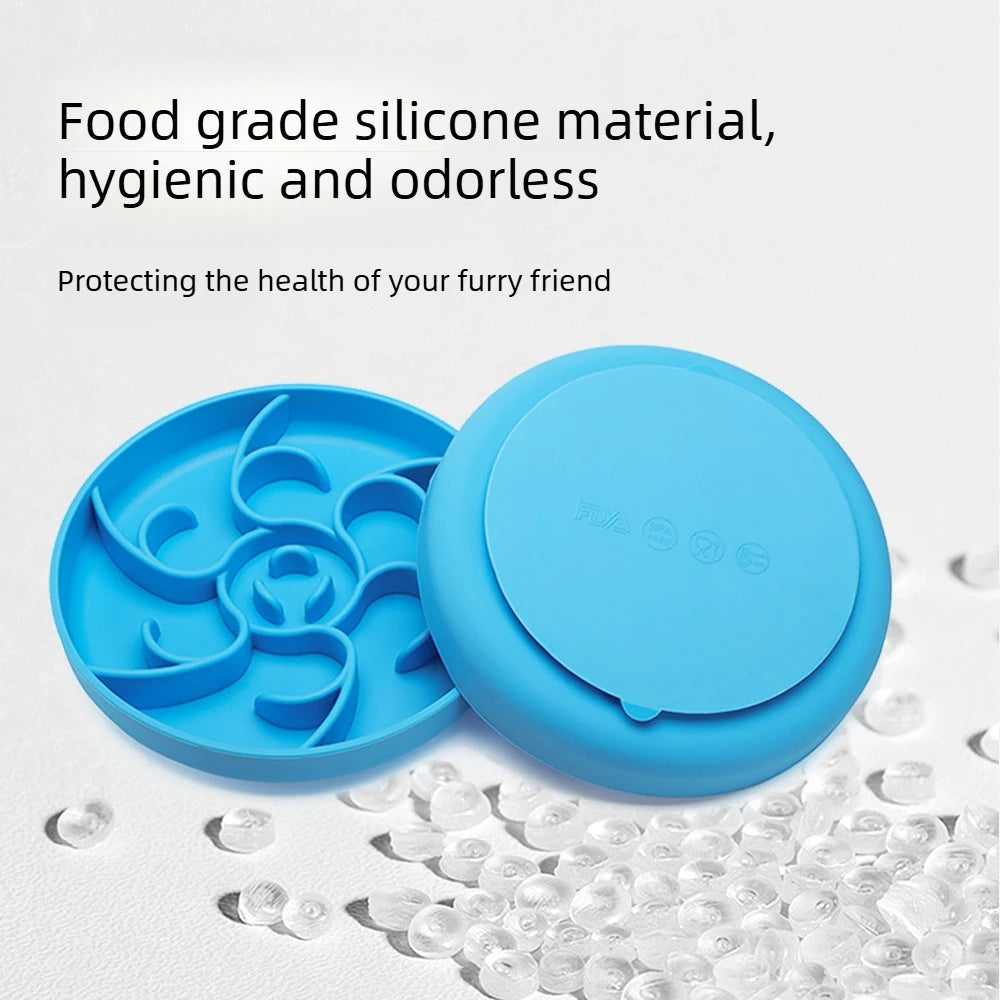 Silicone Slow Feeder Pet Bowl — Anti-Gulping, Non-Slip & Anti-Tip for Dogs & Cats