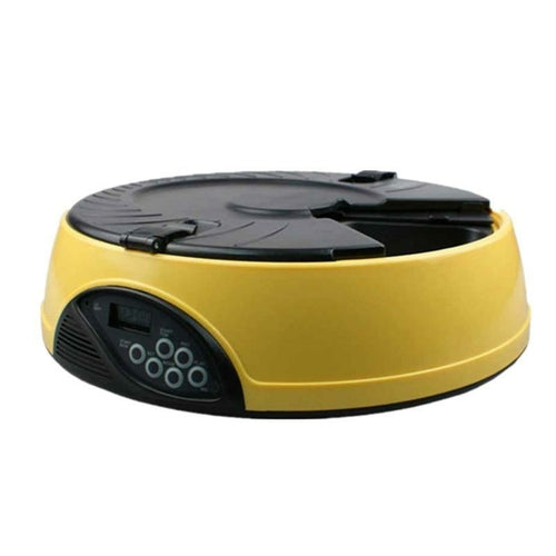 Automatic Pet Feeder — Programmable Feeding Machine for Dogs & Cats in Pink, White & Yellow
