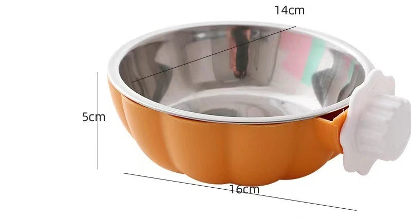 Pumpkin-Shaped Hanging Pet Bowl — Stainless Steel Food & Water Bowl for Rabbits, Hamsters, Birds & Cats