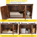 Wooden Cat Washroom Furniture — Hidden Litter Box Enclosure with Condo, Hammock, Scratching Mat & Storage Shelves