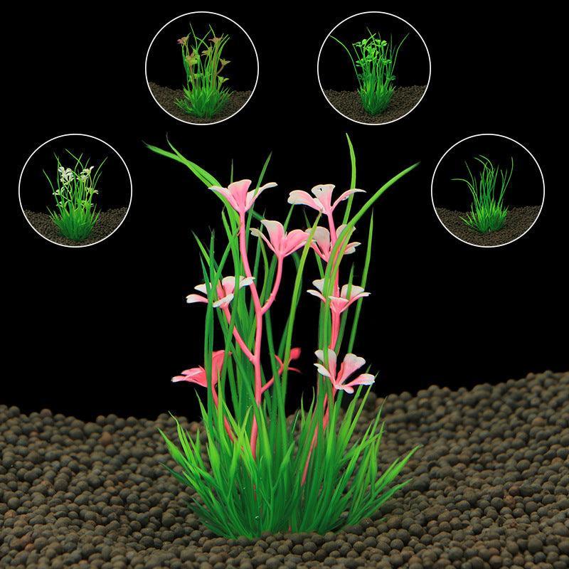 Aquatic Oasis Vibrant Plastic Water Plant Set — Fish Tank Decoration in 4 Colors