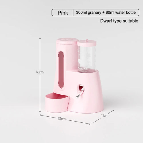 2-in-1 Hamster Feeder & Waterer —Leak-Proof Automatic Food & Water Dispenser