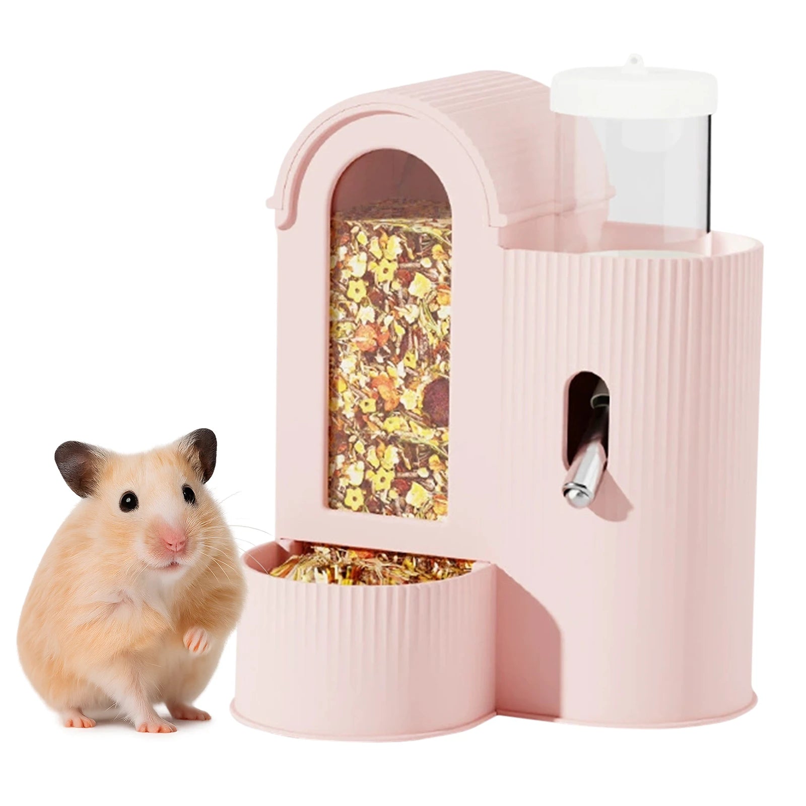 2-in-1 Automatic Feeder & Water Bottle — For Hamsters.